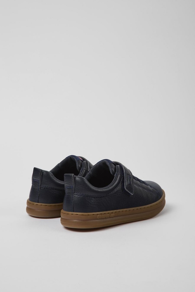 Navy Boys' Camper Runner Leather Textile Sneakers | 0831476-TY