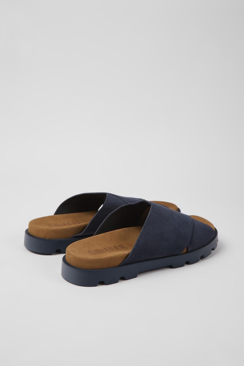 Navy Men's Camper Brutus Nubuck Sandals | 8174063-OQ