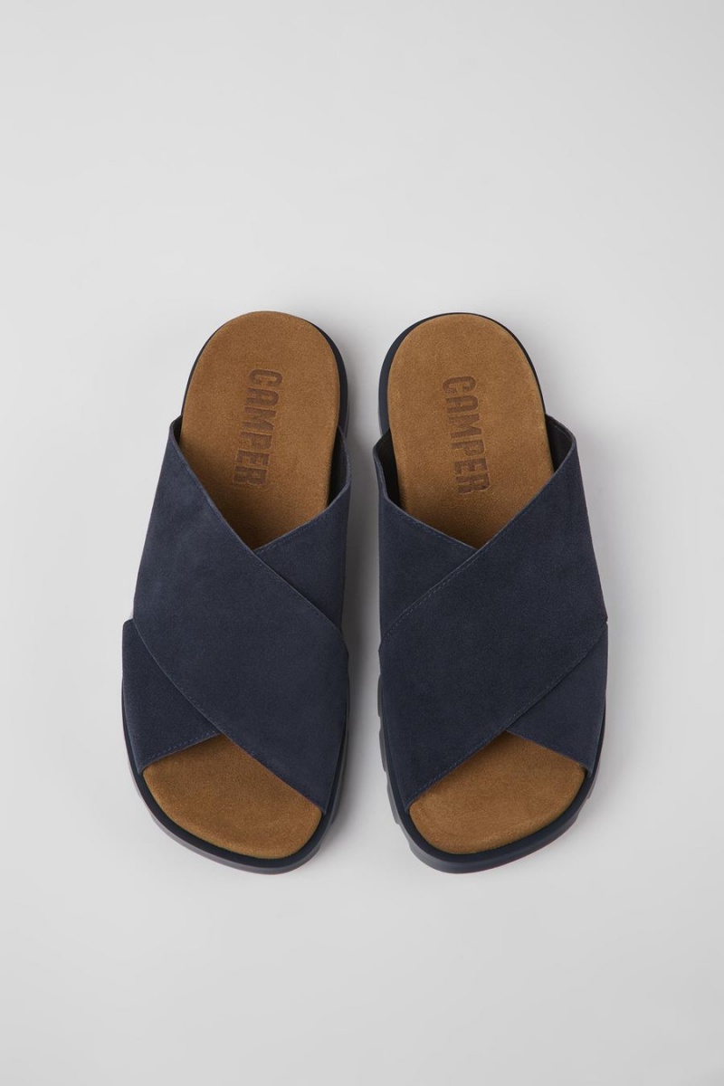 Navy Men's Camper Brutus Nubuck Sandals | 8174063-OQ