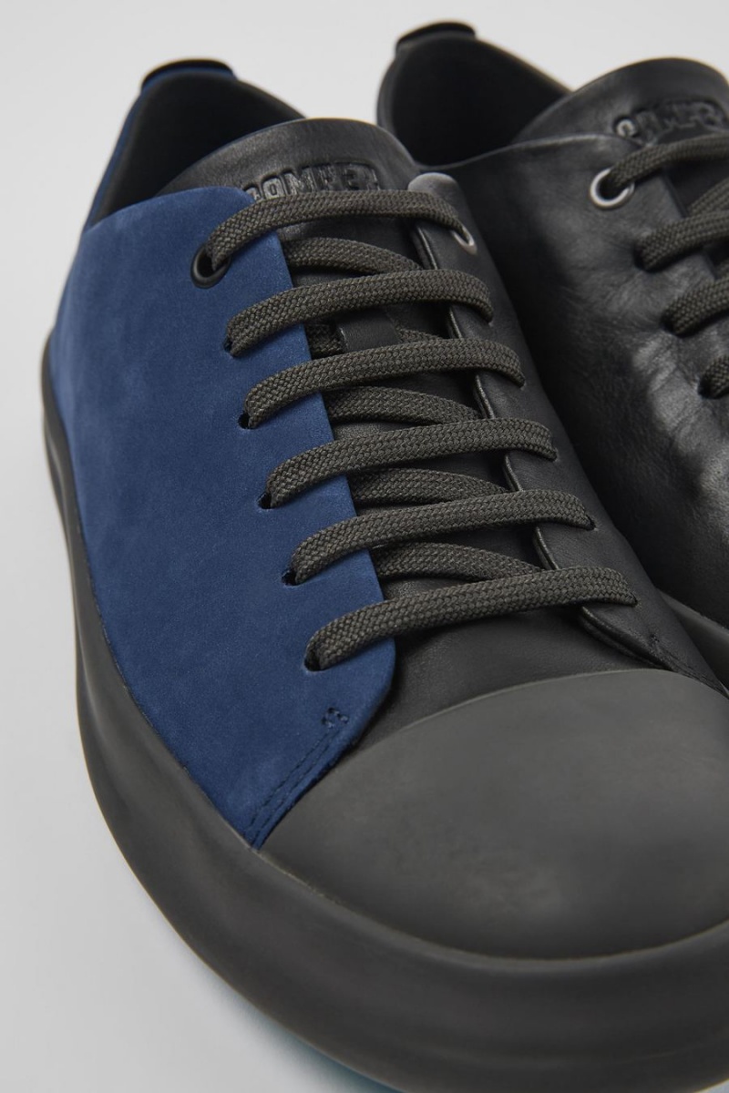 Navy Men's Camper Twins Leather Nubuck Sneakers | 5701892-WF