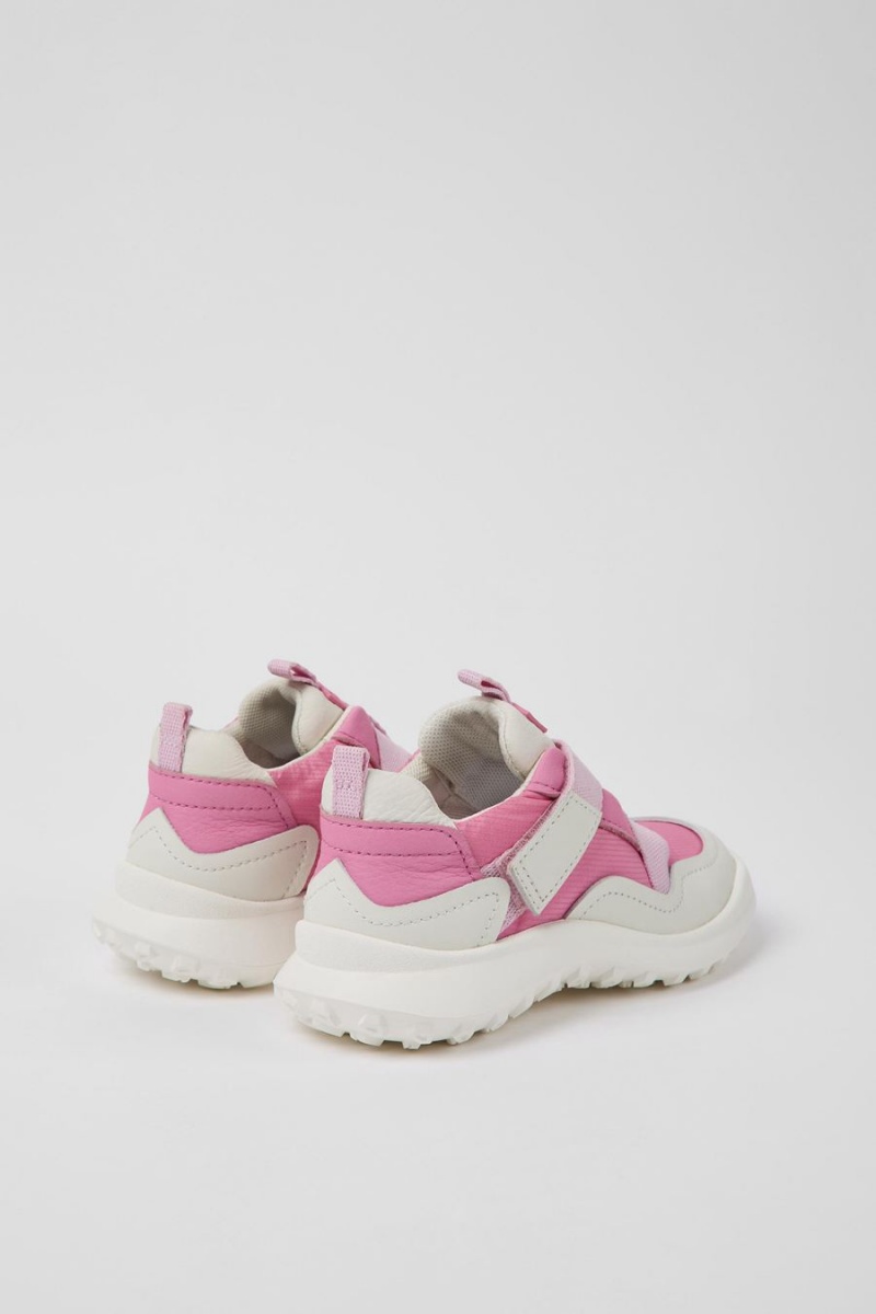 Pink Girls' Camper Crclr Leather Textile Sneakers | 9821076-TL