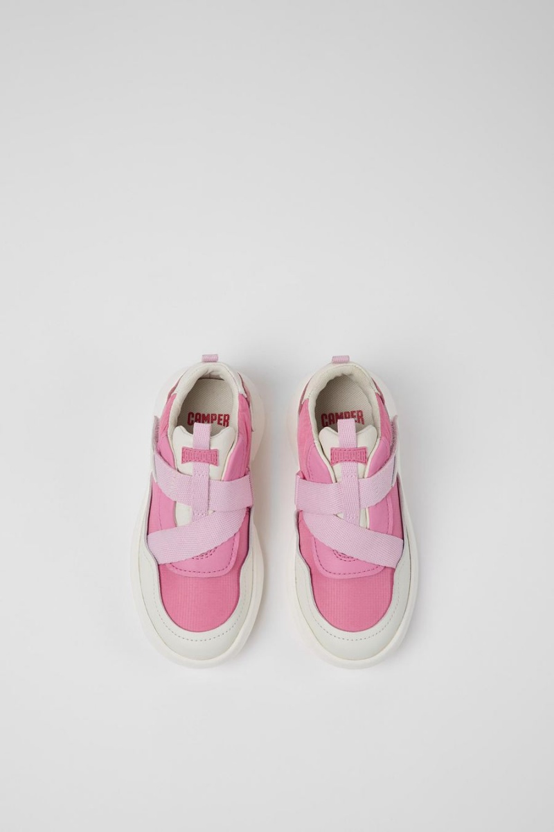 Pink Girls' Camper Crclr Leather Textile Sneakers | 9821076-TL