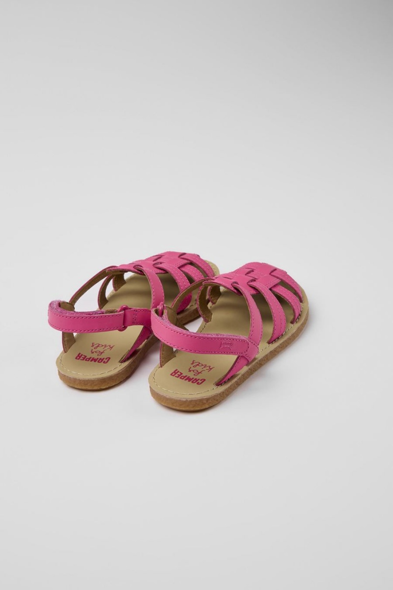 Pink Girls' Camper Miko Leather Sandals | 4327598-BJ