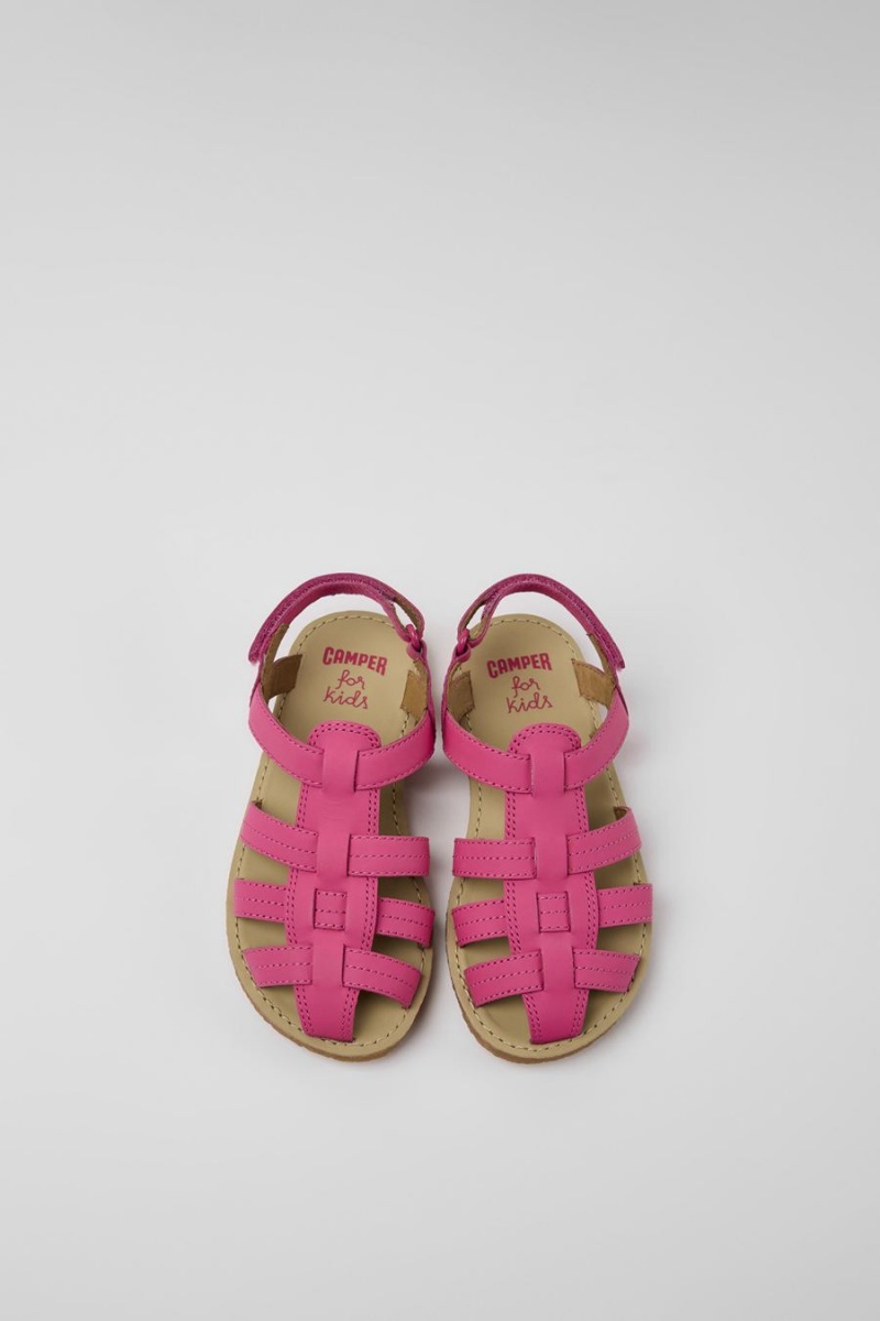 Pink Girls' Camper Miko Leather Sandals | 4327598-BJ