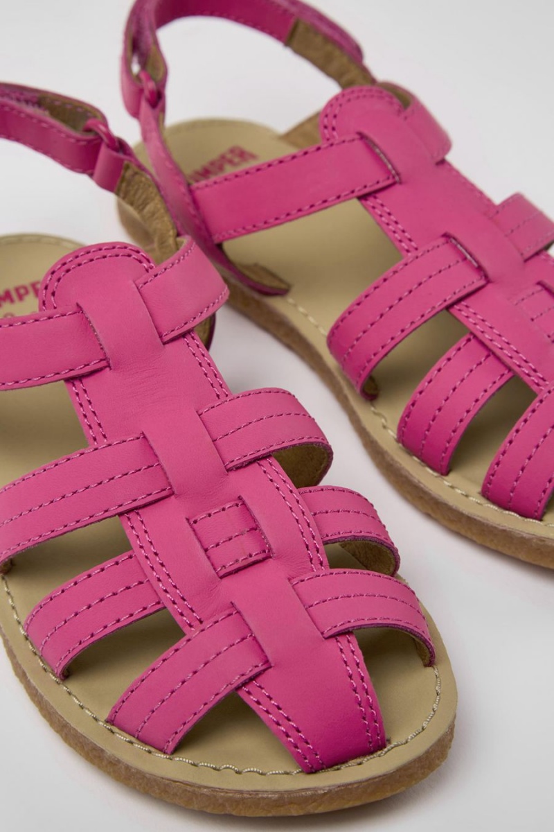 Pink Girls' Camper Miko Leather Sandals | 4327598-BJ