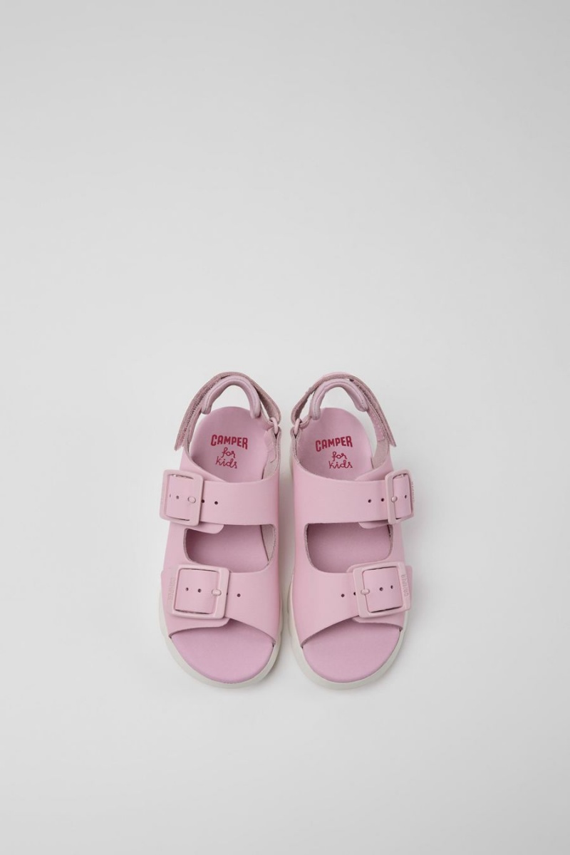 Pink Girls' Camper Oruga Leather Sandals | 8190652-AU