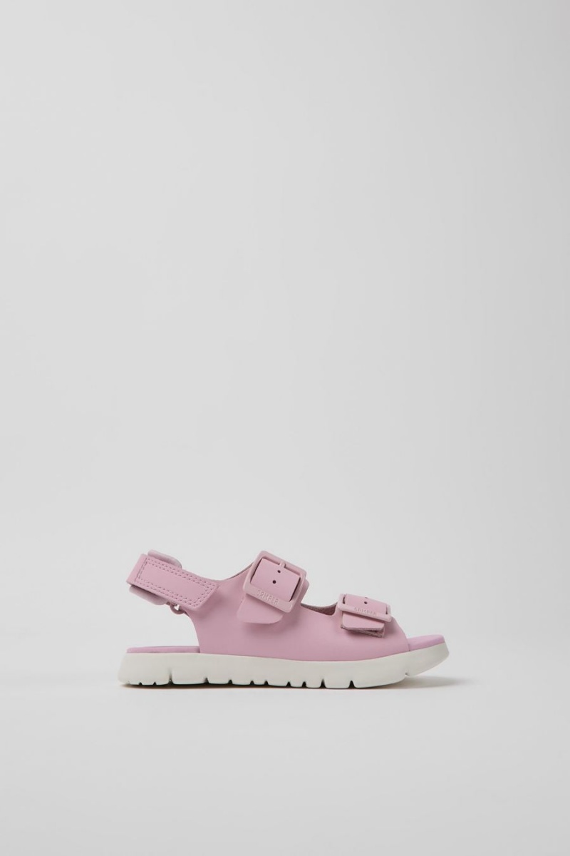 Pink Girls\' Camper Oruga Leather Sandals | 8190652-AU