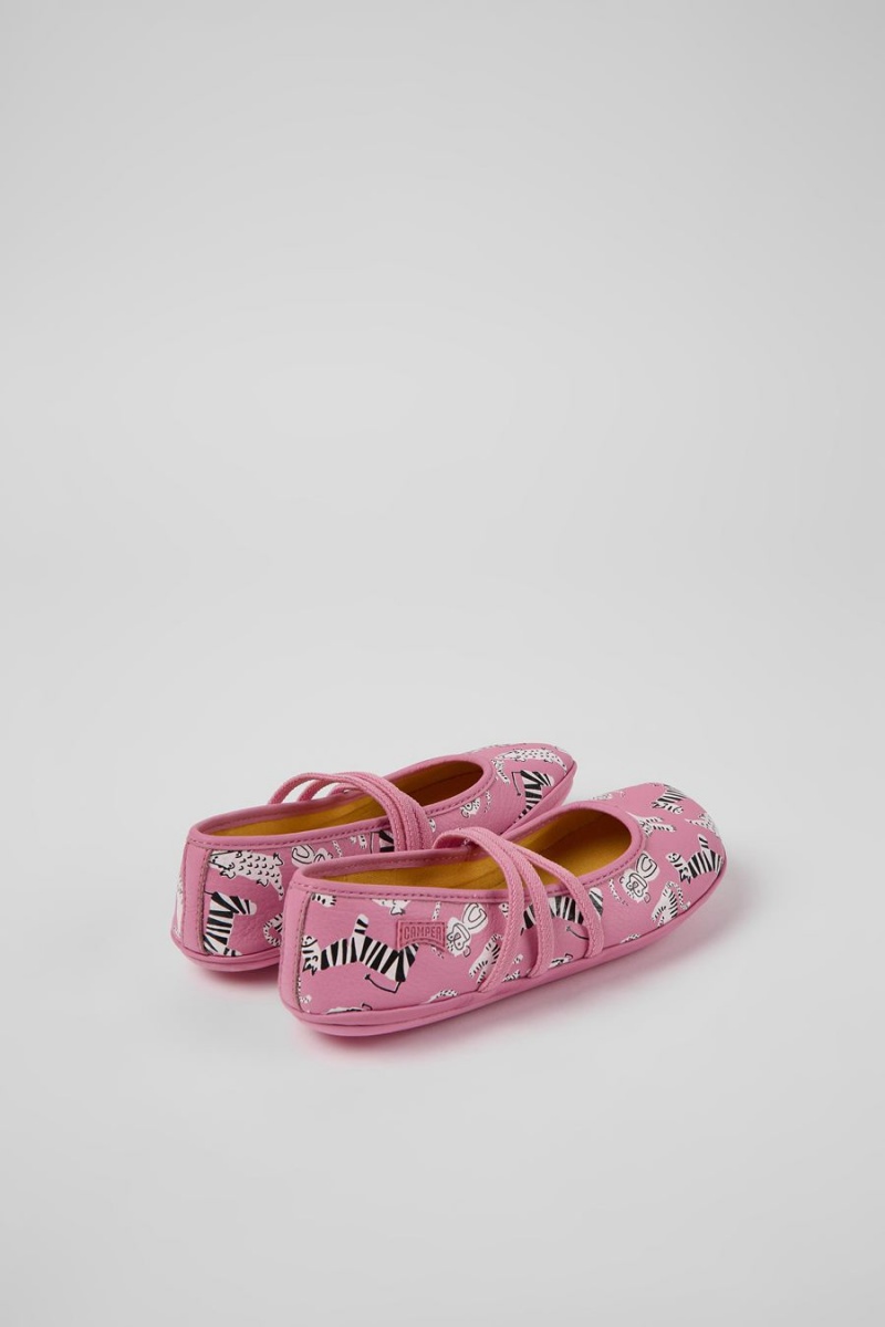 Pink Girls' Camper Twins Leather Ballerina | 9218735-OP