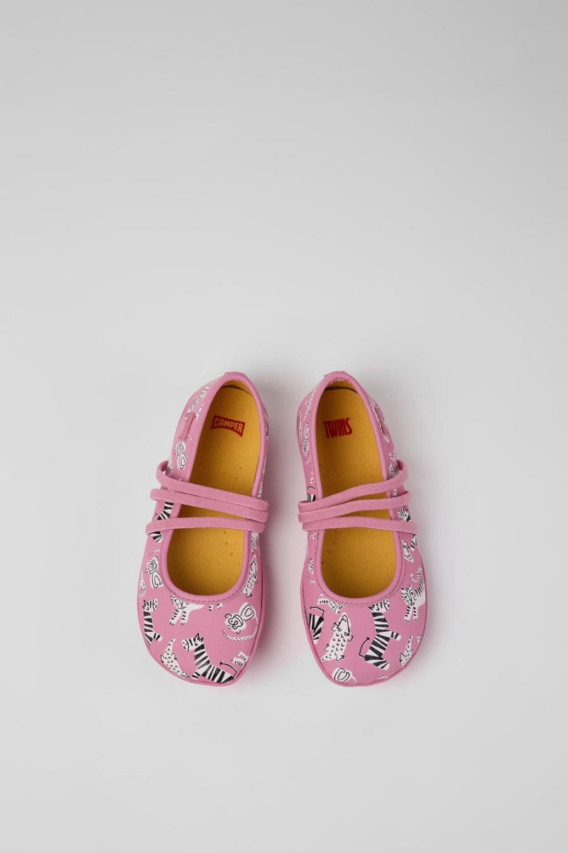 Pink Girls' Camper Twins Leather Ballerina | 9218735-OP