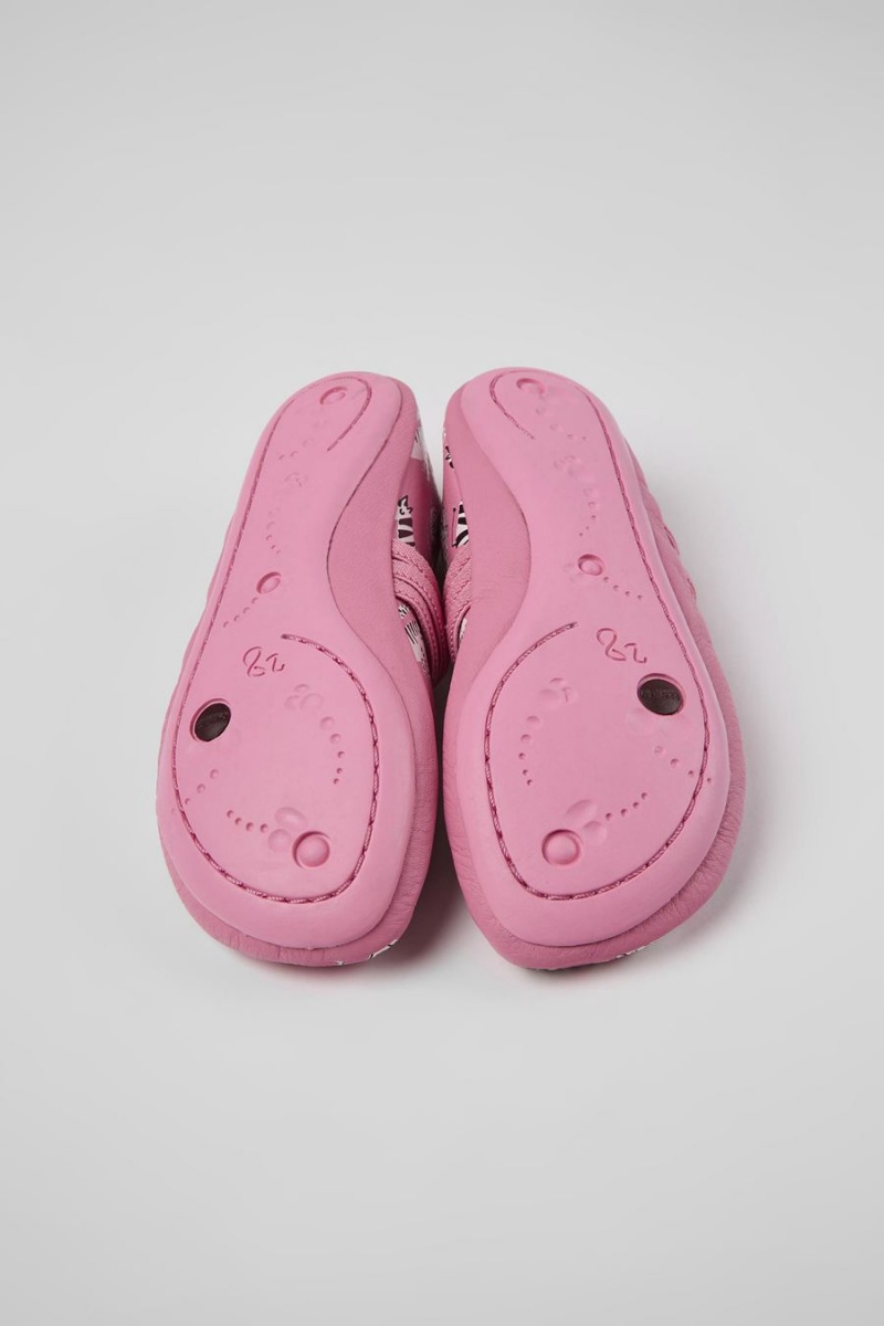 Pink Girls' Camper Twins Leather Ballerina | 9218735-OP