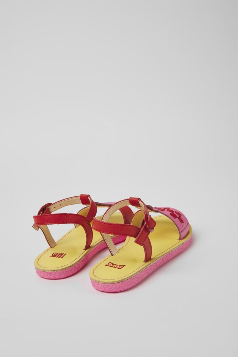 Pink Girls' Camper Twins Leather Sandals | 5139624-AP