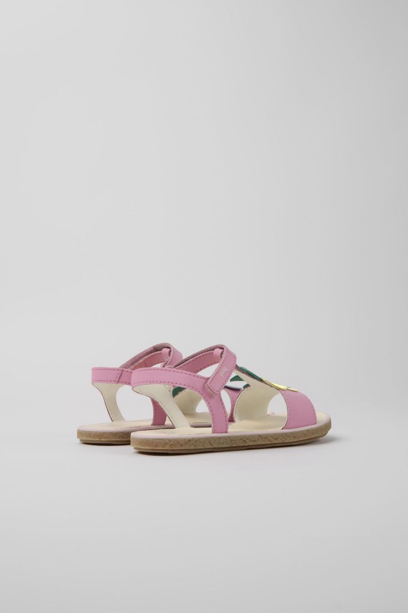 Pink Girls' Camper Twins Leather Sandals | 5847326-BS