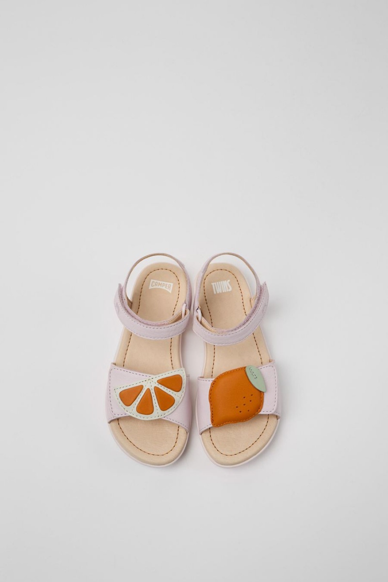 Pink Girls' Camper Twins Leather Sandals | 3810465-IO