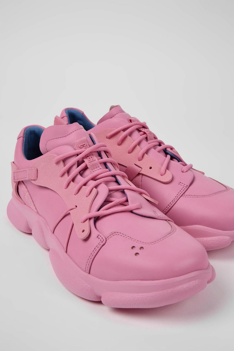 Pink Men's Camper Karst Leather Textile Sneakers | 6709314-GM