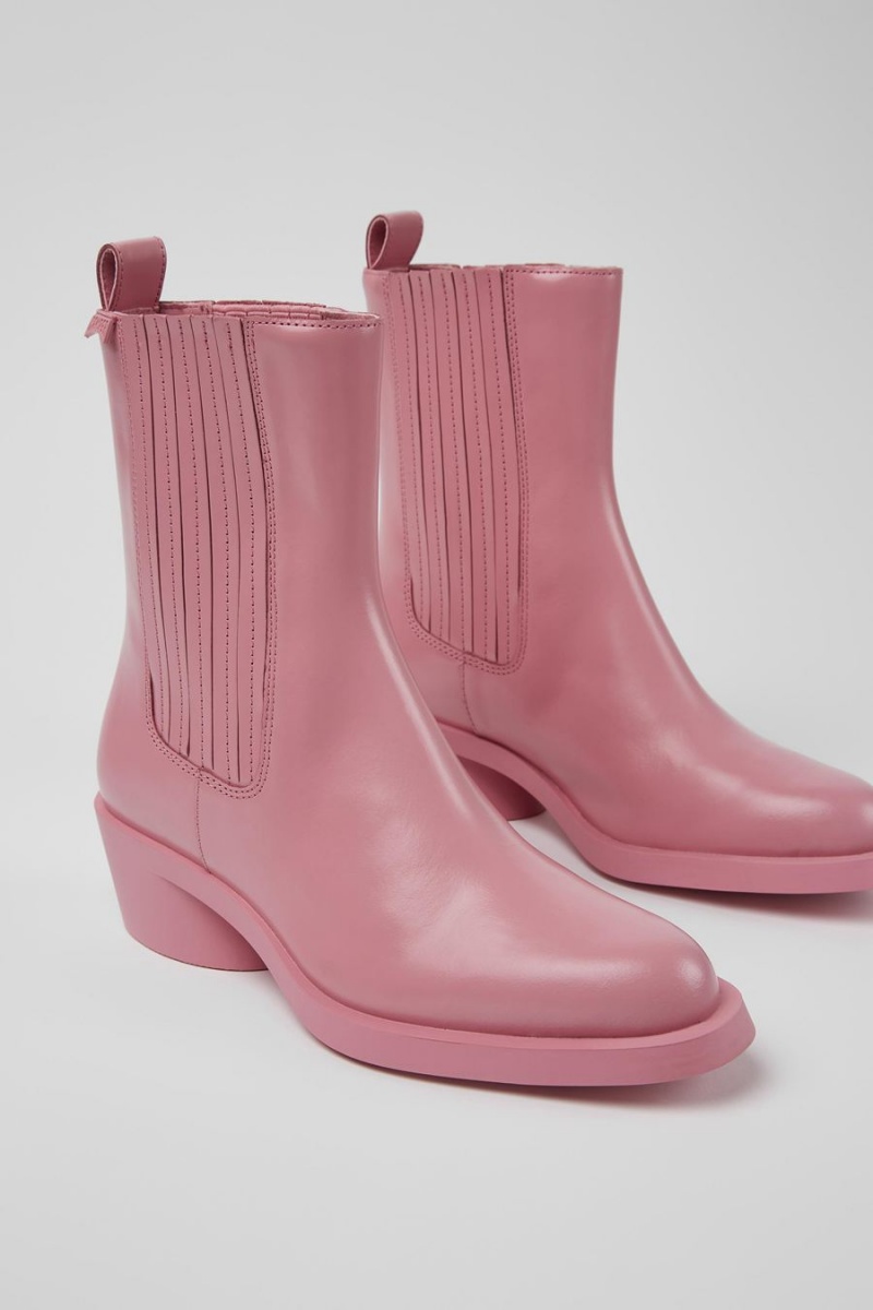 Pink Women's Camper Bonnie Leather Boots | 1874503-CZ