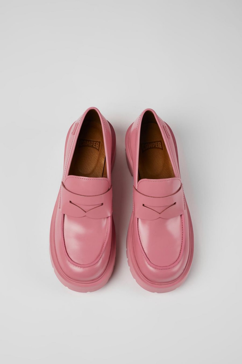 Pink Women's Camper Milah Leather Loafers | 0761925-CZ