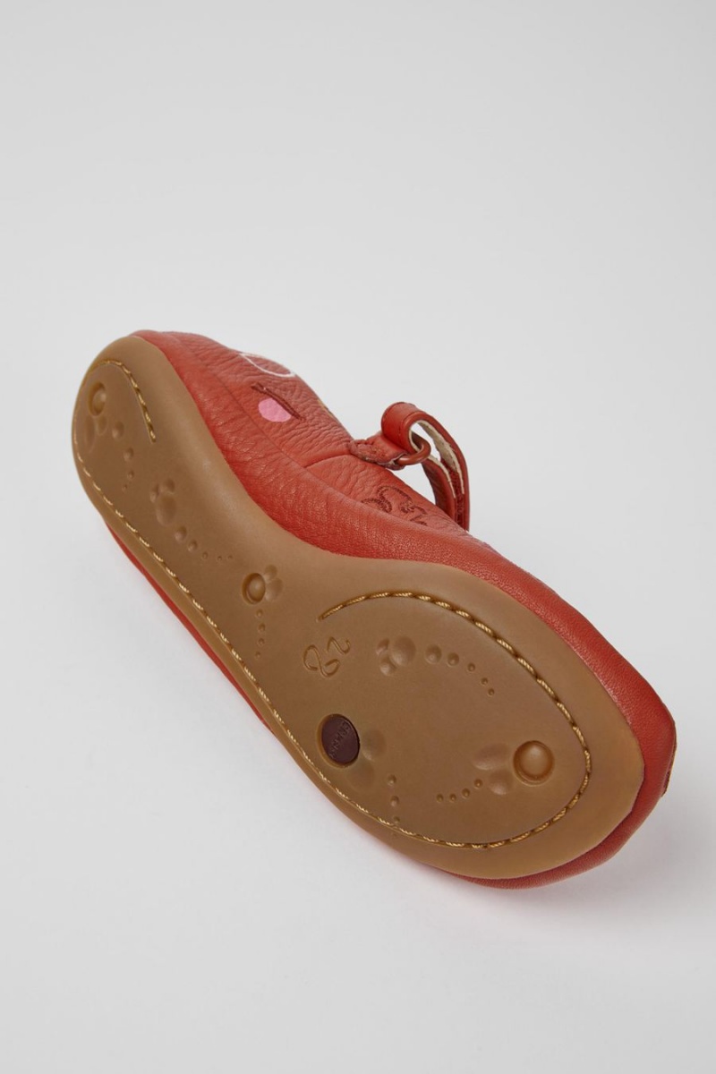 Red Girls' Camper Twins Leather Ballerina | 7412035-HY