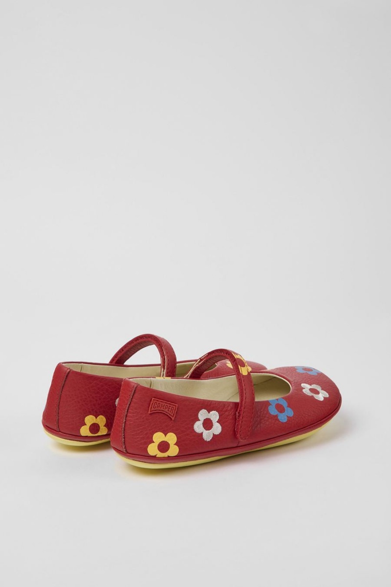 Red Girls' Camper Twins Leather Ballerina | 6801359-EC