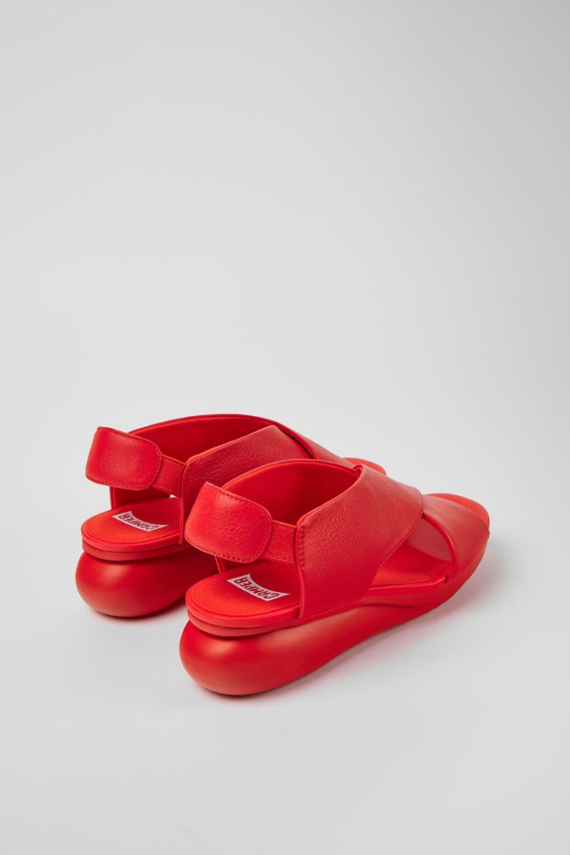 Red Women's Camper Balloon Leather Sandals | 6807394-CD