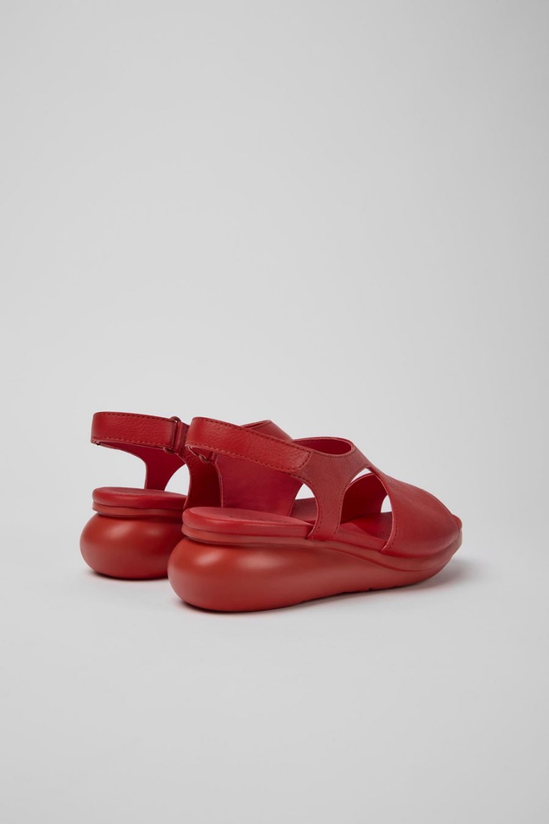 Red Women's Camper Balloon Leather Sandals | 8249065-GB