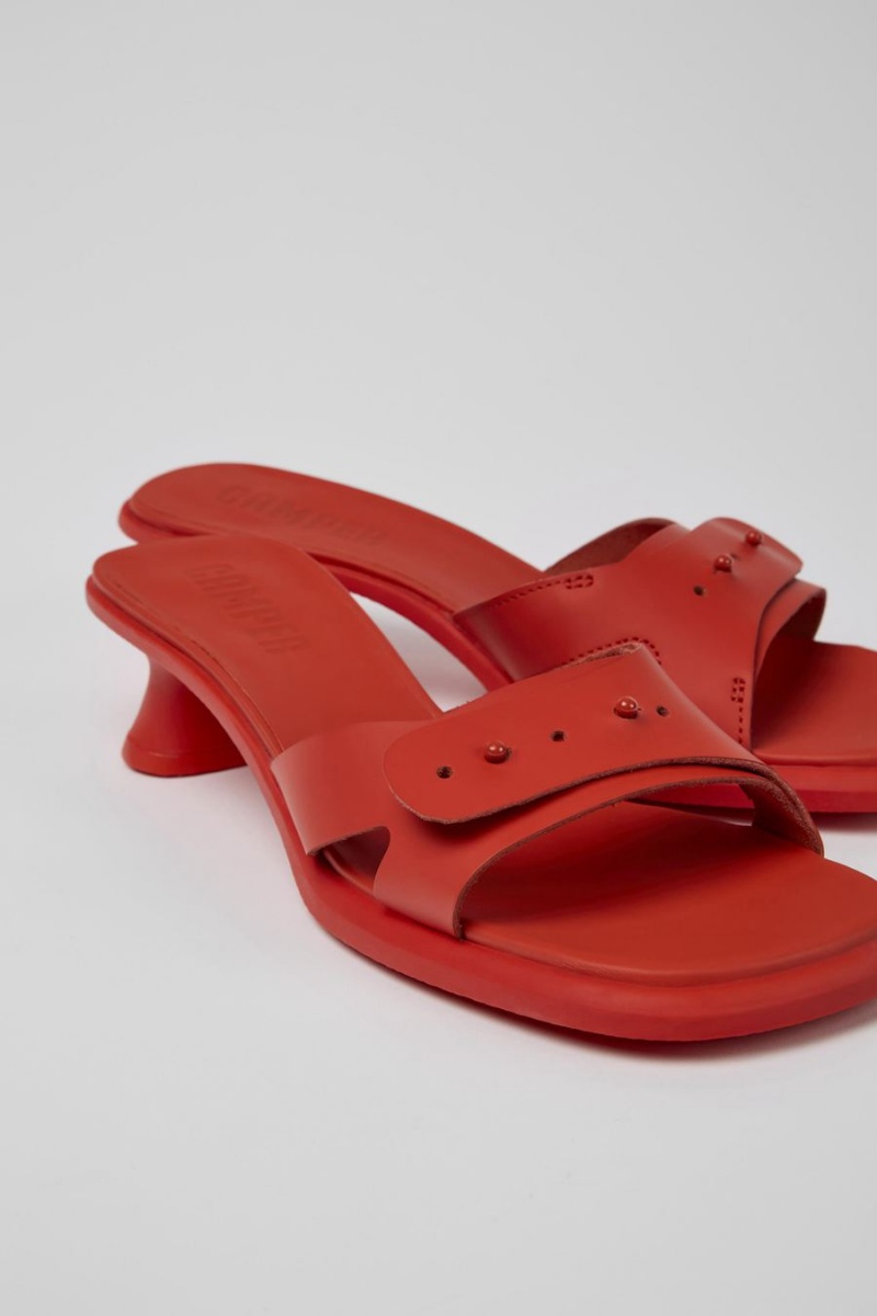 Red Women's Camper Dina Leather Sandals | 1743260-CL