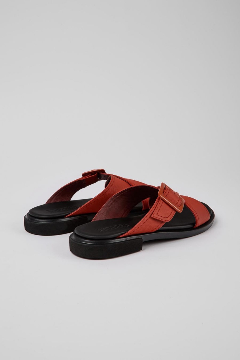 Red Women's Camper Edy Leather Sandals | 1352086-RI