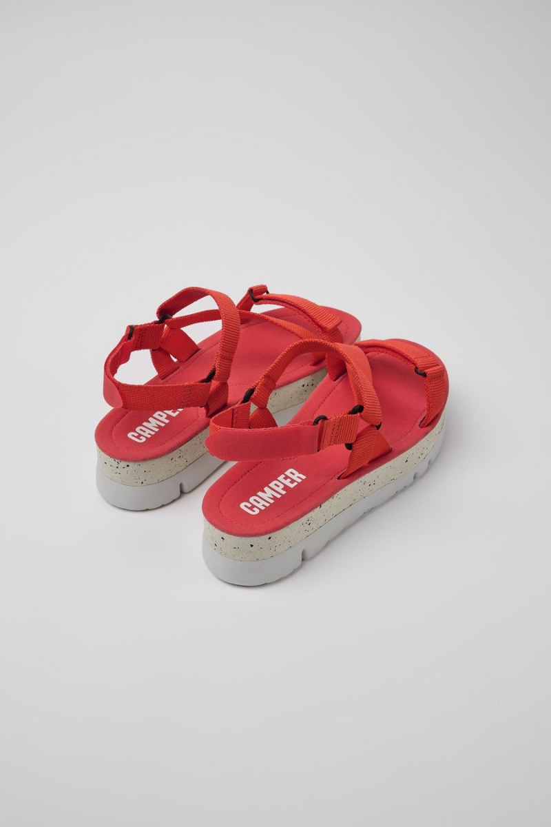 Red Women's Camper Oruga Up Recycled Pet Sandals | 0457198-ED