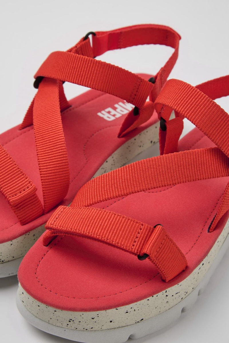 Red Women's Camper Oruga Up Recycled Pet Sandals | 0457198-ED