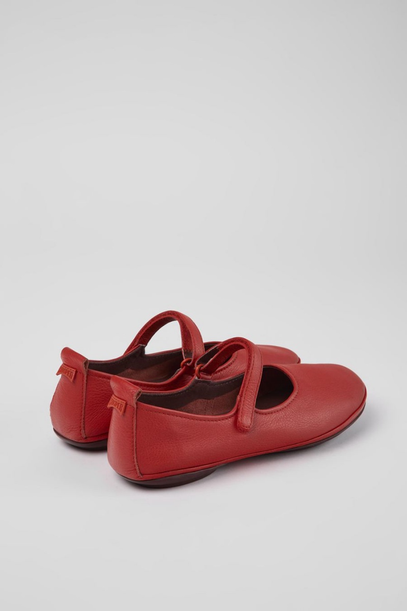 Red Women's Camper Right Leather Ballerina | 9081265-TU