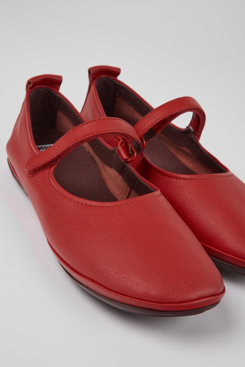 Red Women's Camper Right Leather Ballerina | 9081265-TU