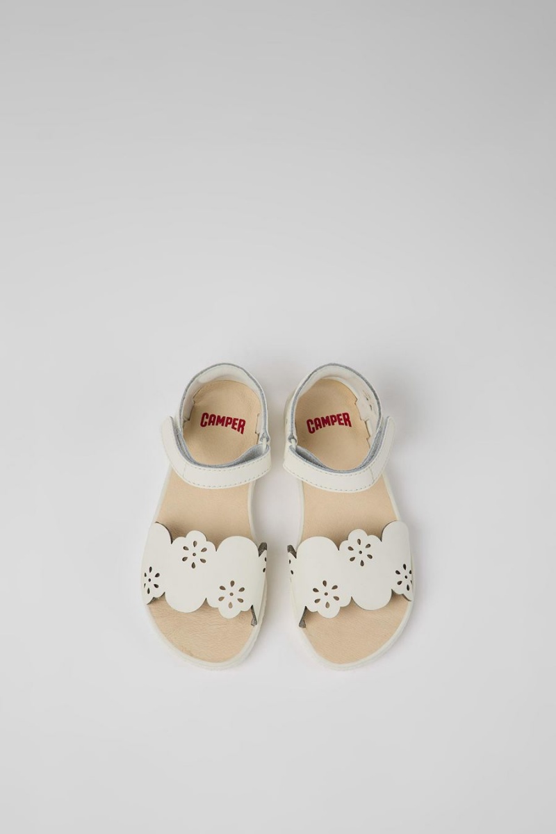 White Girls' Camper Miko Leather Sandals | 1094256-DH