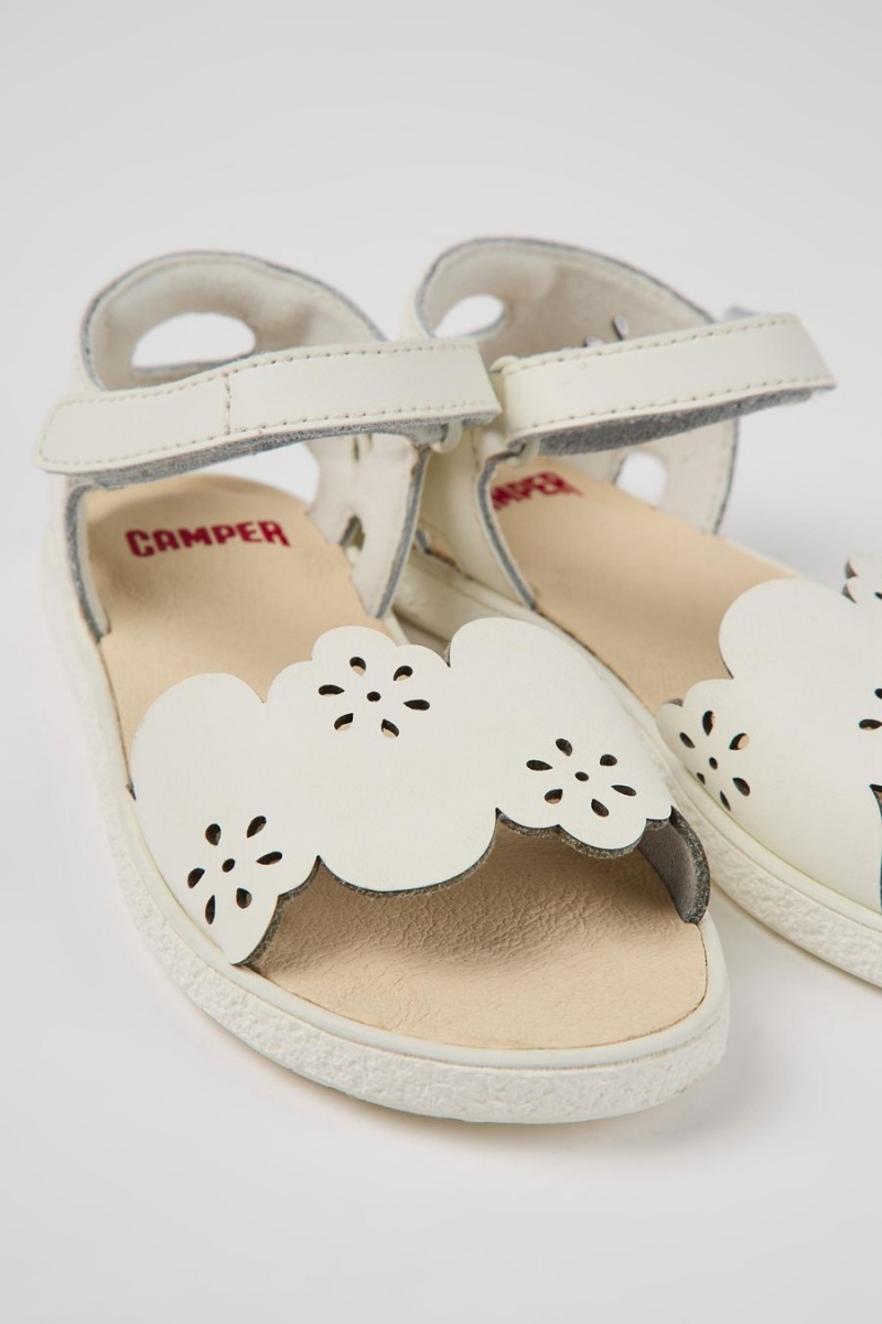 White Girls' Camper Miko Leather Sandals | 1094256-DH