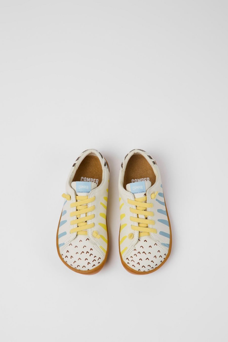 White Girls' Camper Peu Leather Sneakers | 7190642-HX