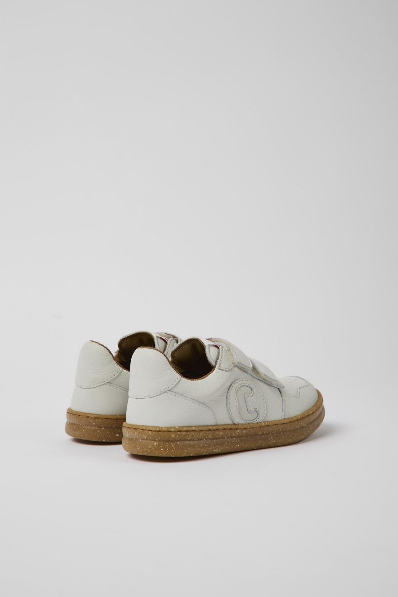 White Girls' Camper Runner Non-dyed Leather Sneakers | 3284157-NR