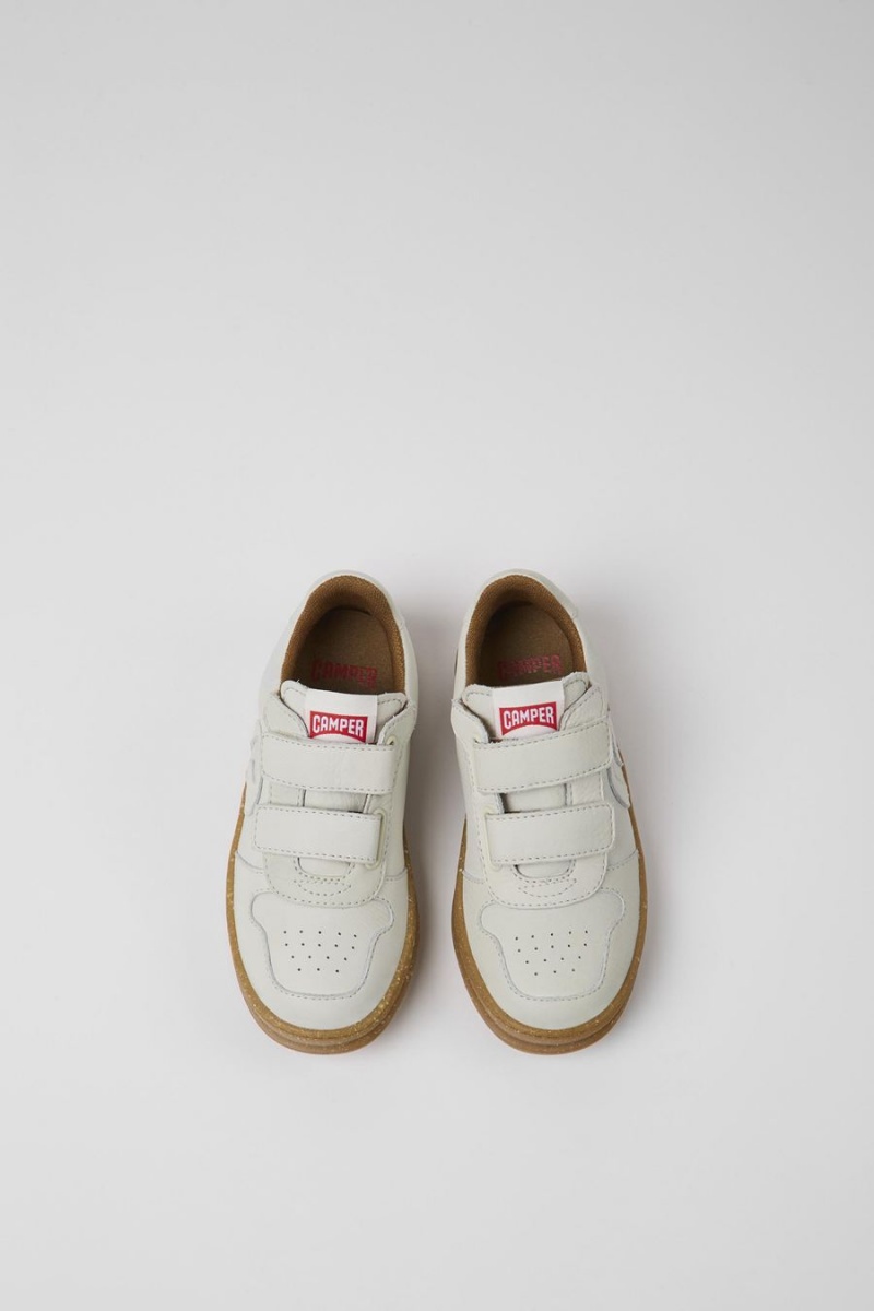 White Girls' Camper Runner Non-dyed Leather Sneakers | 3284157-NR