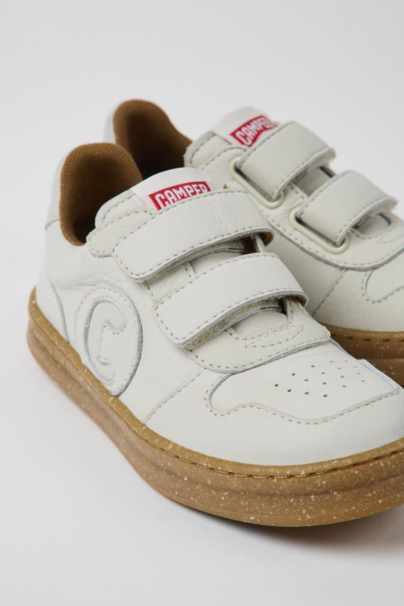 White Girls' Camper Runner Non-dyed Leather Sneakers | 3284157-NR