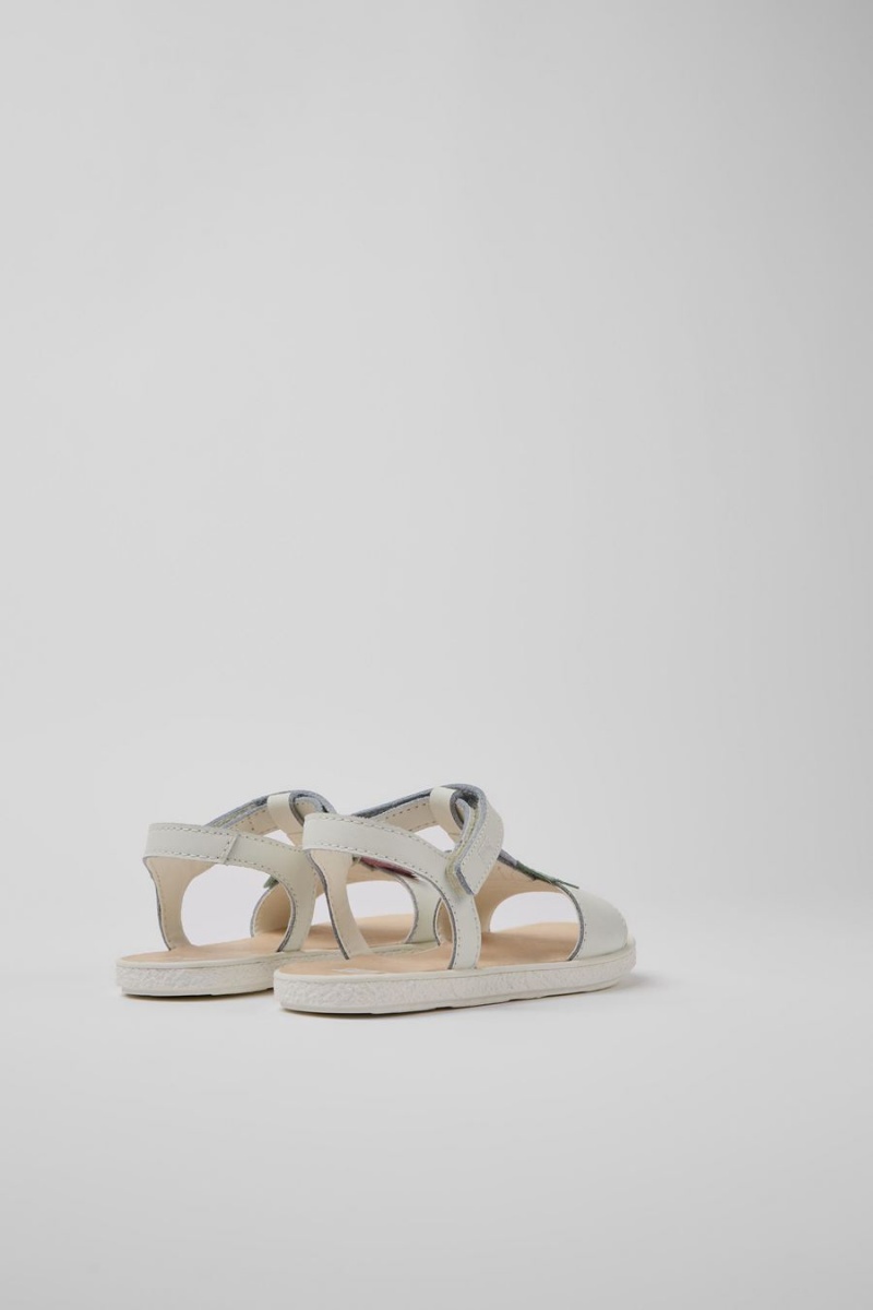 White Girls' Camper Twins Leather Sandals | 8319602-JK