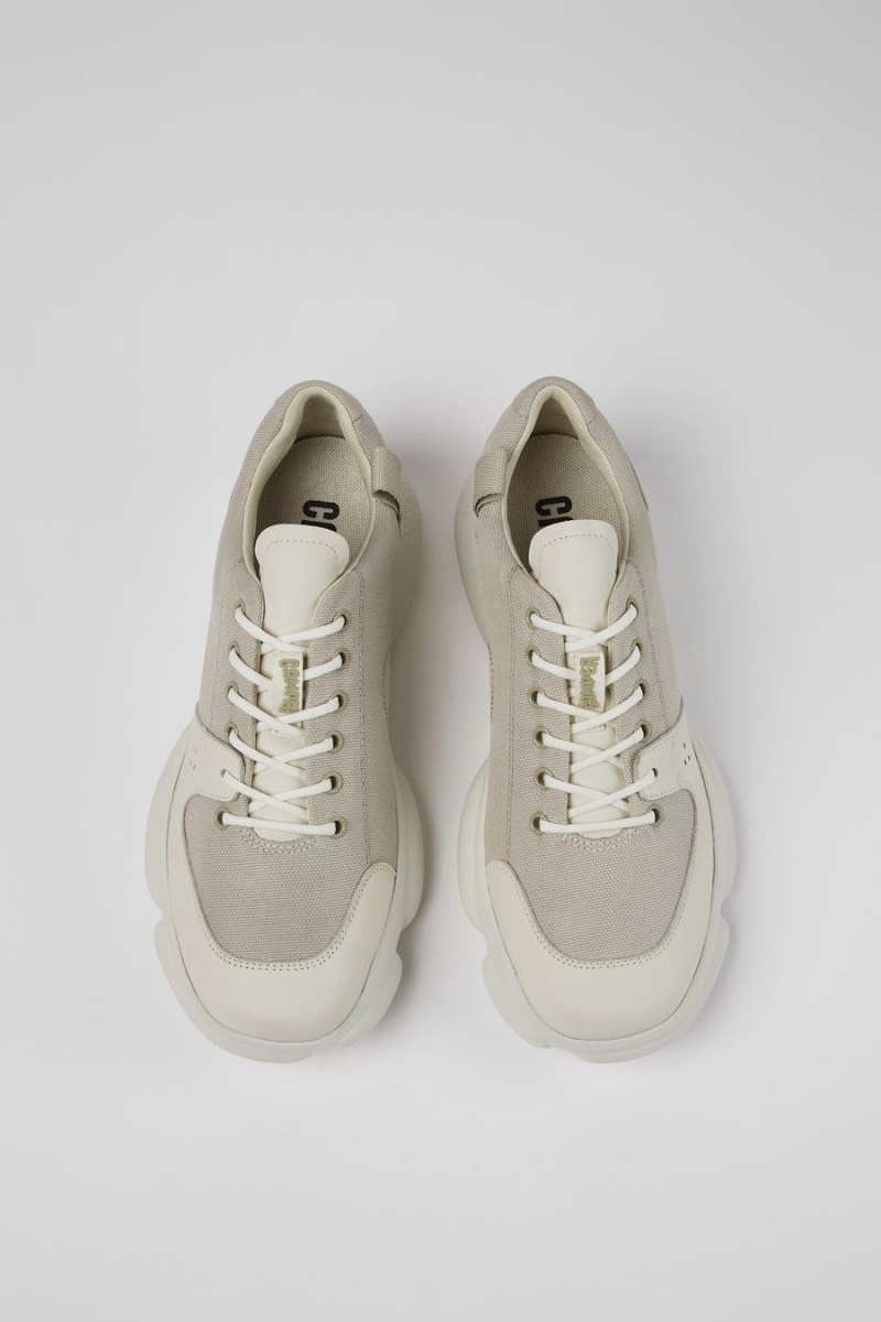 White Men's Camper Karst Leather Recycled Pet Sneakers | 1708294-NM