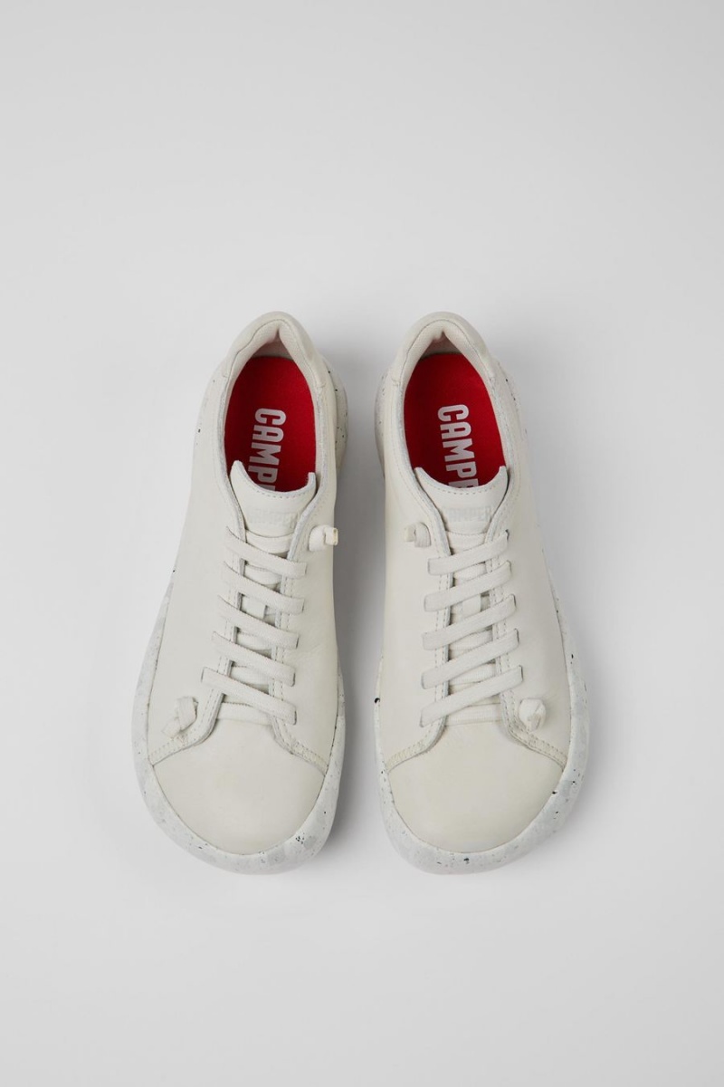 White Men's Camper Peu Stadium Leather Sneakers | 0713958-VX