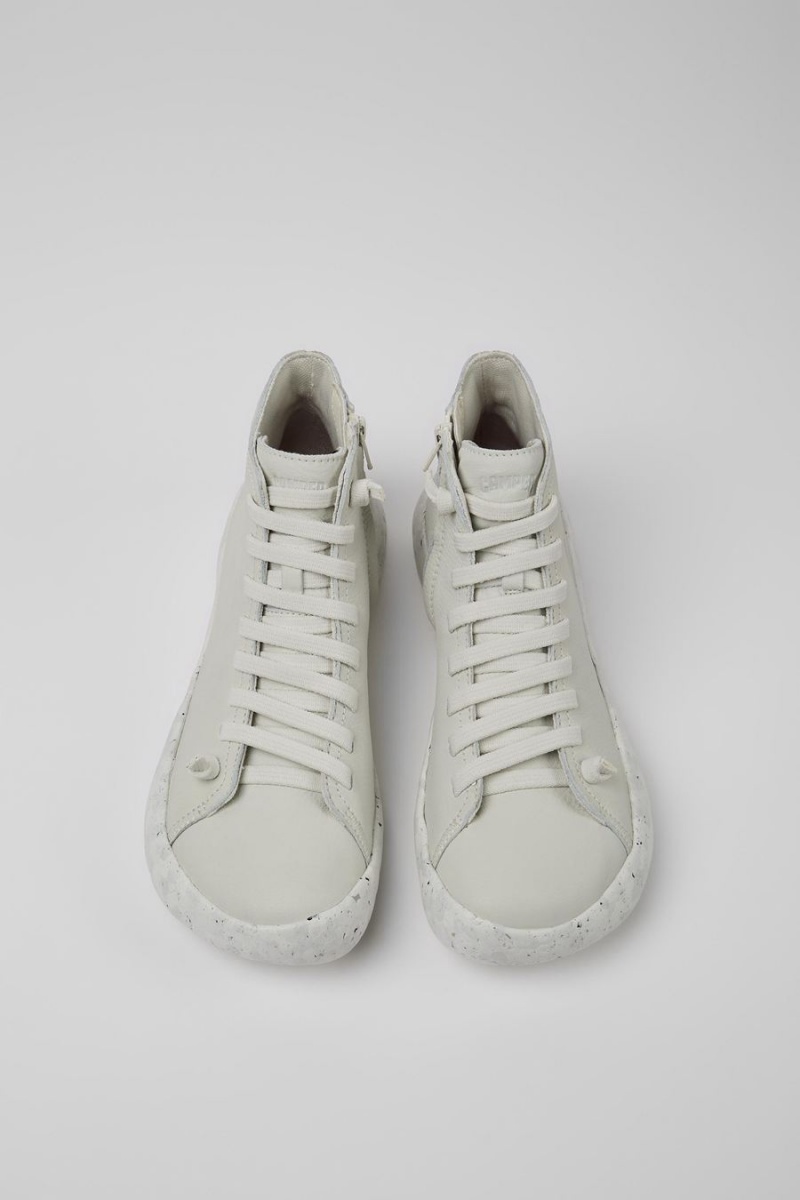 White Men's Camper Peu Stadium Non-dyed Leather Ankle Boots | 1209586-JY