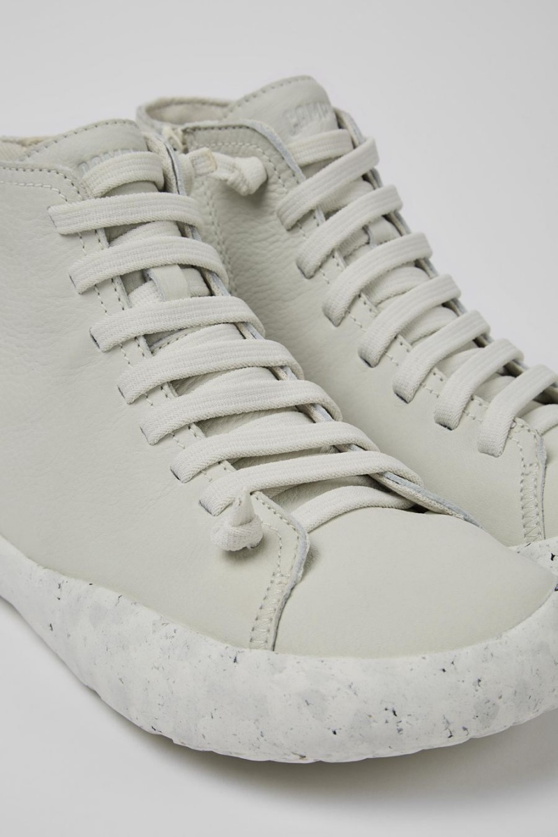 White Men's Camper Peu Stadium Non-dyed Leather Ankle Boots | 1209586-JY