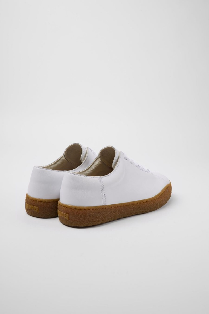 White Men's Camper Peu Terreno Leather Sneakers | 2398054-LM