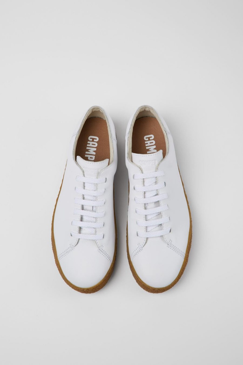 White Men's Camper Peu Terreno Leather Sneakers | 2398054-LM