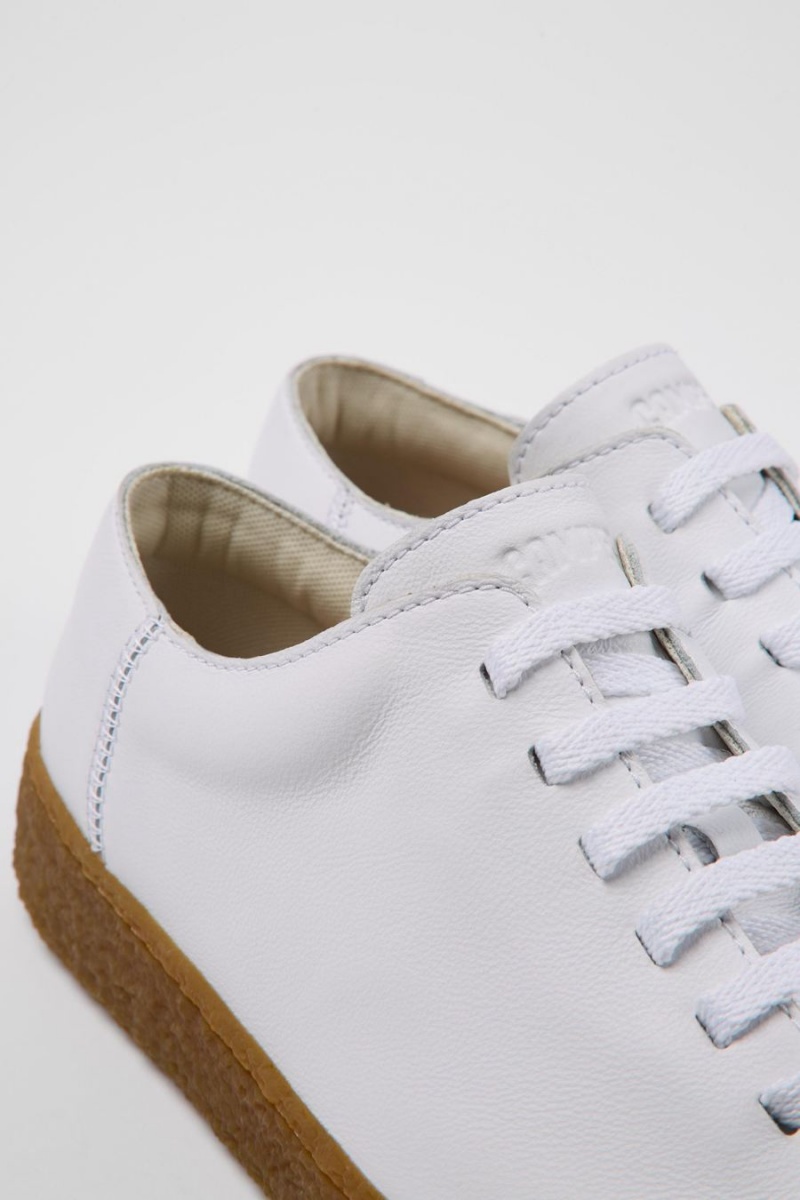 White Men's Camper Peu Terreno Leather Sneakers | 2398054-LM