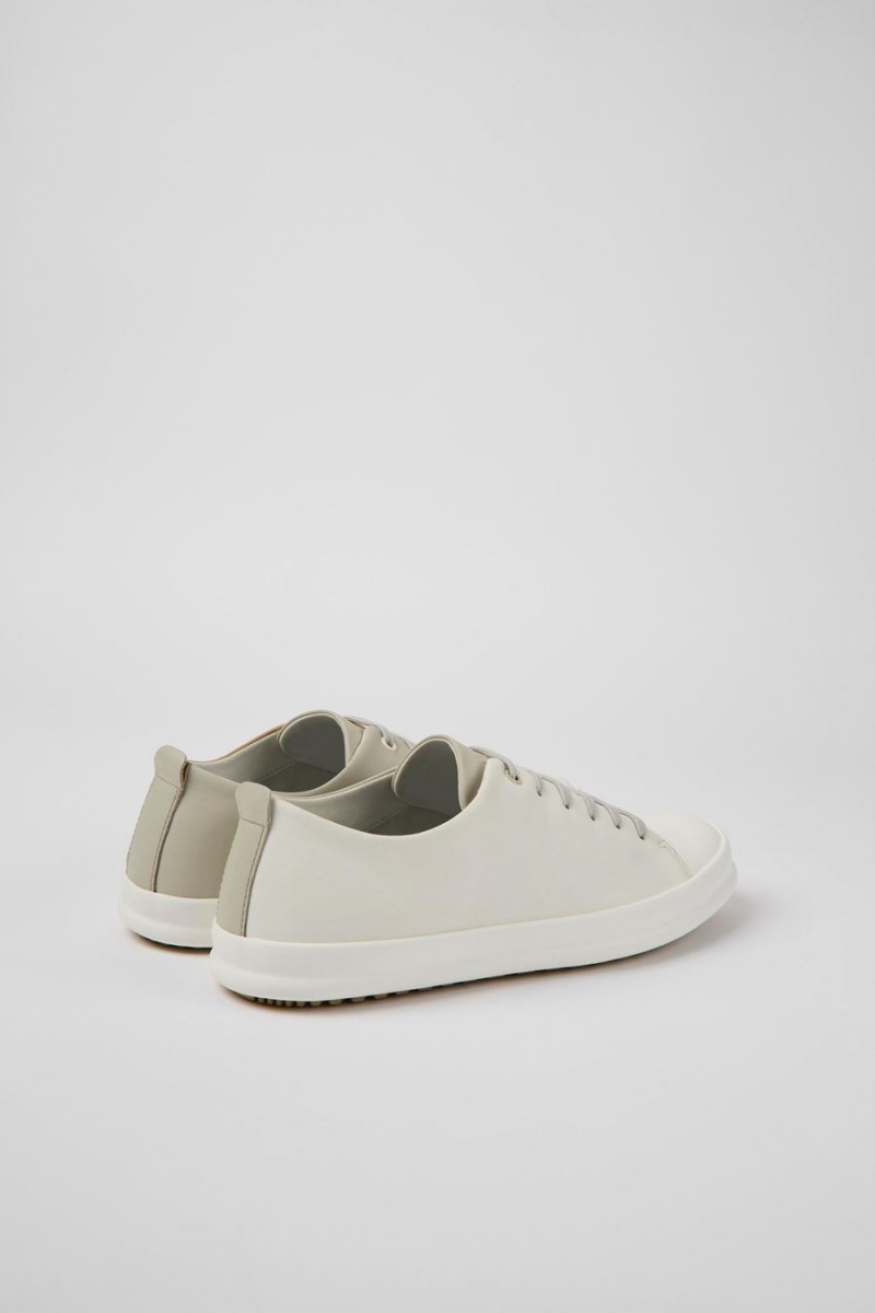 White Men's Camper Twins Leather Sneakers | 2971403-RY