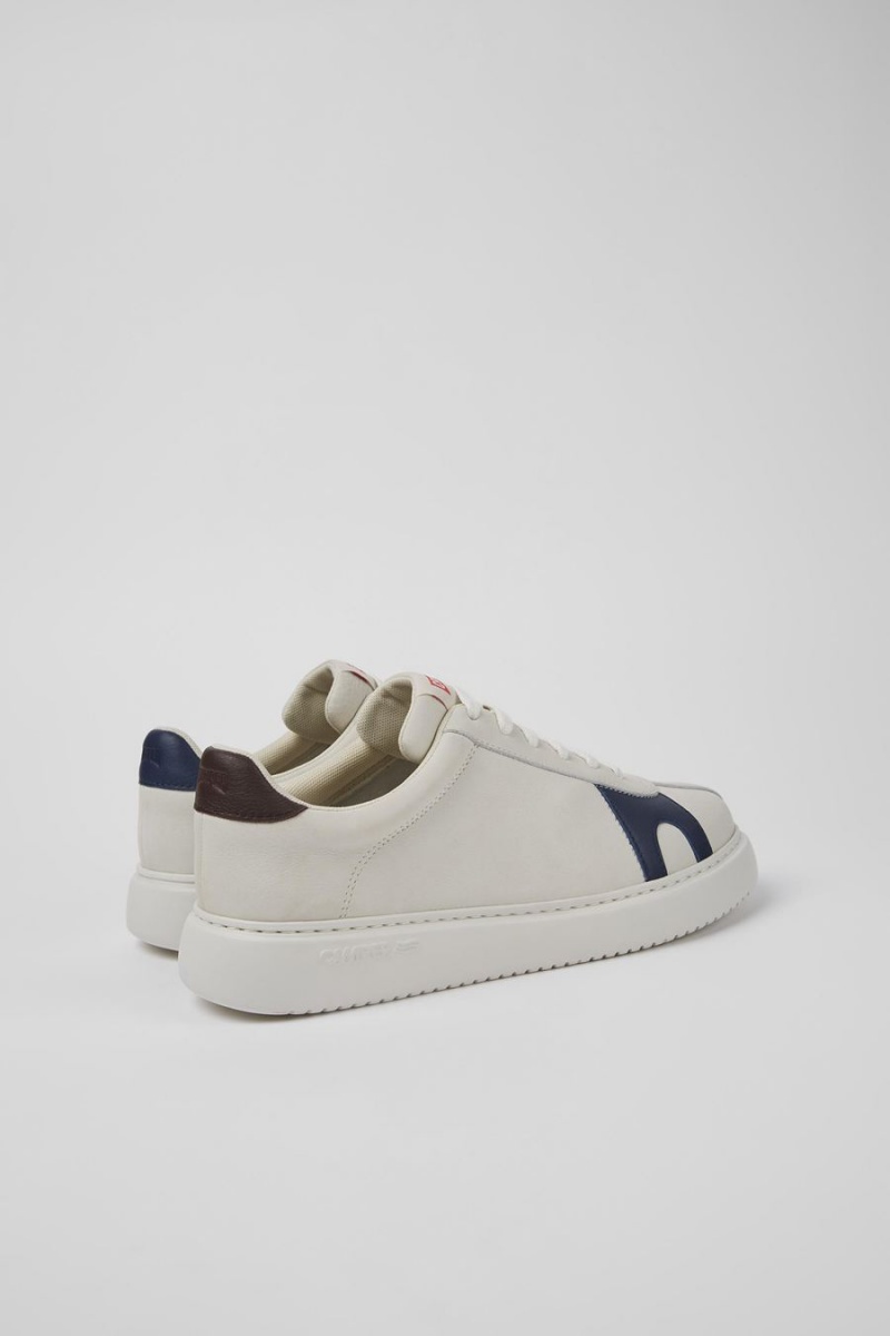 White Men's Camper Twins Non-dyed Leather Sneakers | 0364892-TN