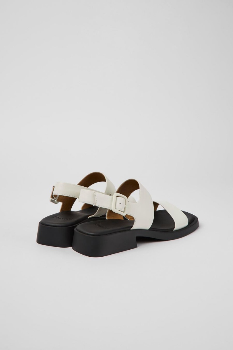 White Women's Camper Dana Leather Sandals | 0967351-MU