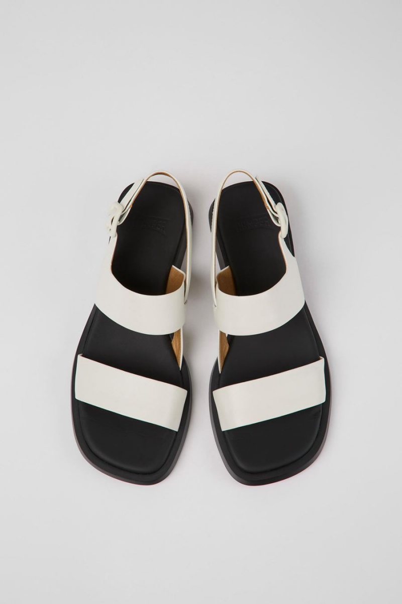 White Women's Camper Dana Leather Sandals | 0967351-MU