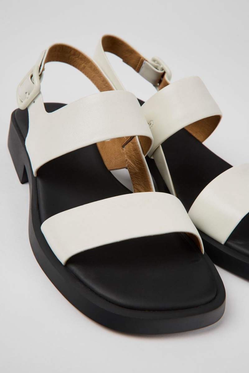 White Women's Camper Dana Leather Sandals | 0967351-MU