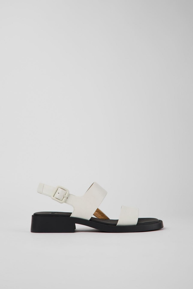 White Women\'s Camper Dana Leather Sandals | 0967351-MU